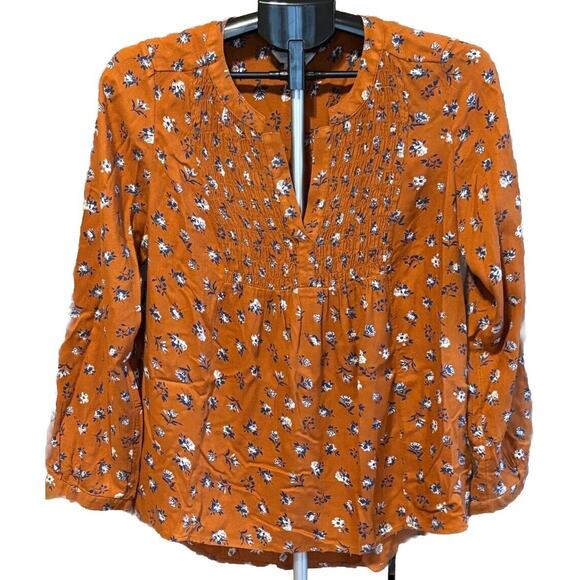 Small Lucky Brand Floral Peasant Top Boho Bohemian Hippie Cabin Core Fall Season - Picture 1 of 3